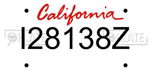 I28138Z California License Plate