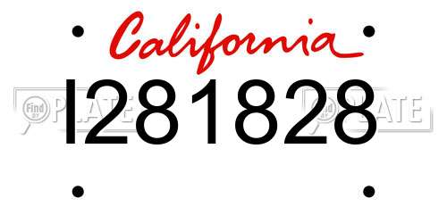 I281828 California License Plate