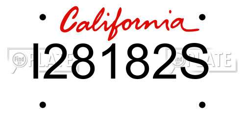 I28182S California License Plate