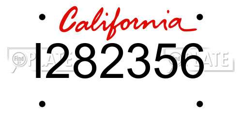 I282356 California License Plate