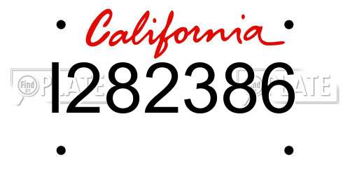 I282386 California License Plate