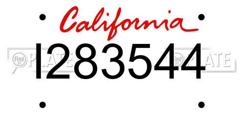 I283544 California License Plate