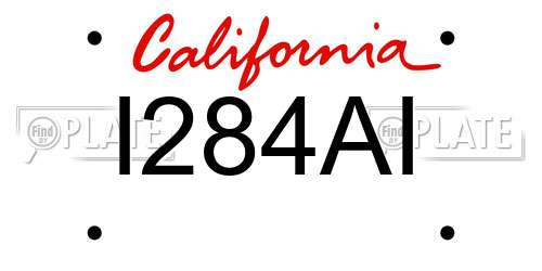 I284AI California License Plate