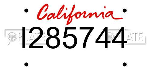 I285744 California License Plate