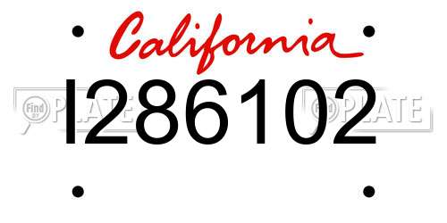 I286102 California License Plate