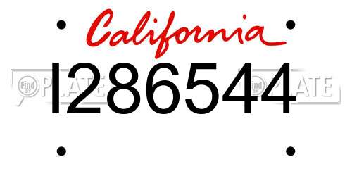 I286544 California License Plate
