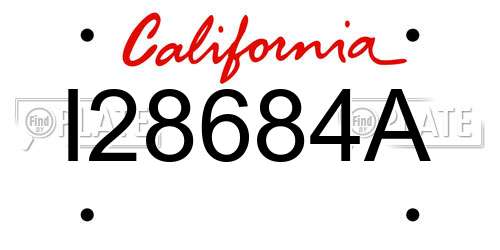 I28684A California License Plate