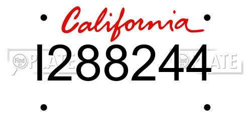 I288244 California License Plate