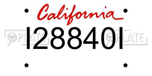 I28840I California License Plate