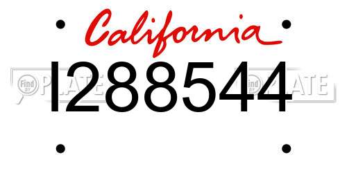 I288544 California License Plate