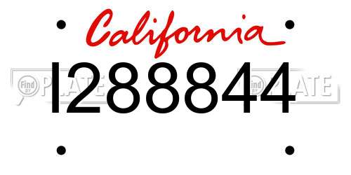 I288844 California License Plate