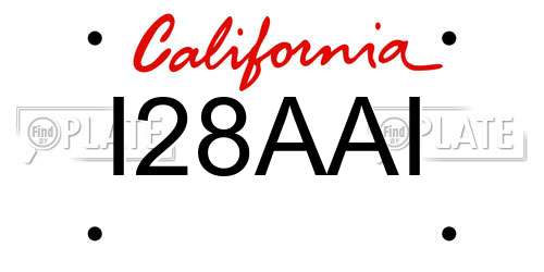 I28AAI California License Plate