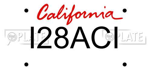 I28ACI California License Plate
