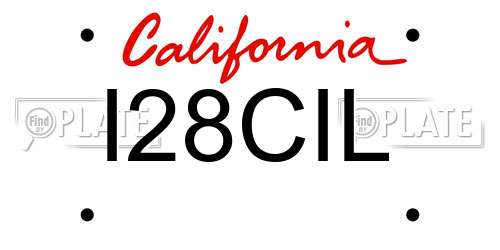 I28CIL California License Plate