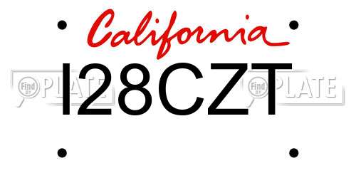 I28CZT California License Plate