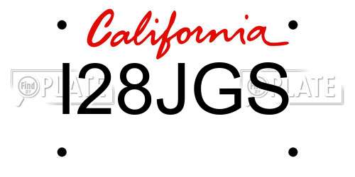 I28JGS California License Plate