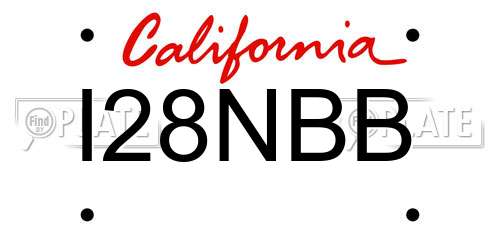 I28NBB California License Plate