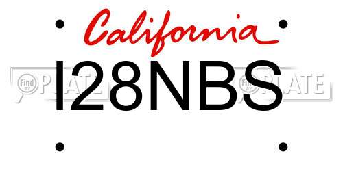 I28NBS California License Plate