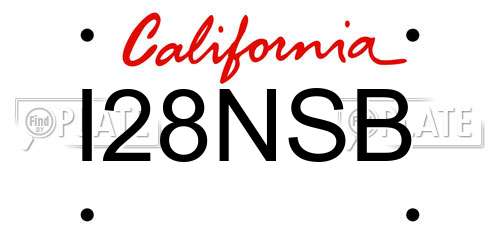 I28NSB California License Plate