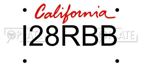 I28RBB California License Plate