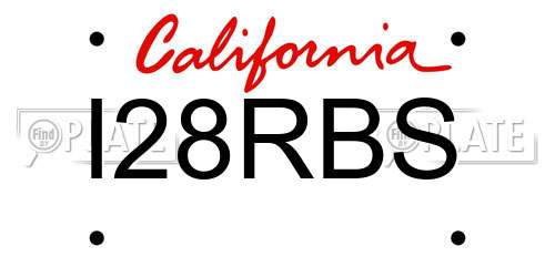 I28RBS California License Plate
