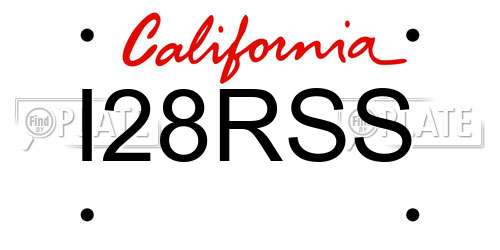 I28RSS California License Plate