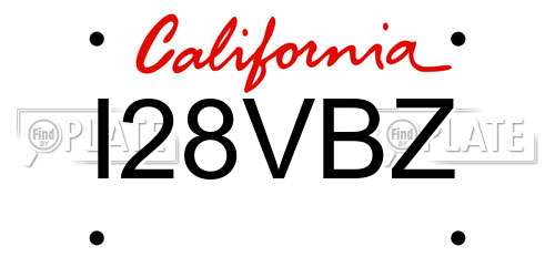 I28VBZ California License Plate