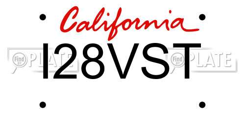 I28VST California License Plate