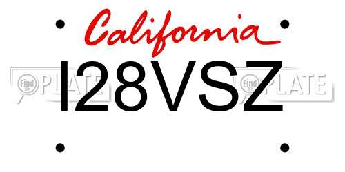 I28VSZ California License Plate