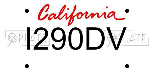 I290DV California License Plate