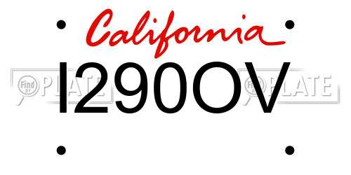 I290OV California License Plate