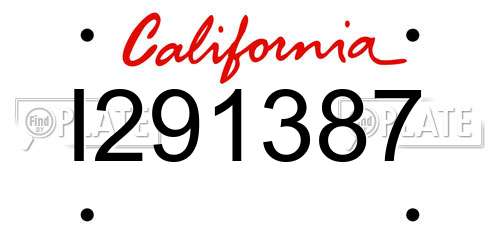 I291387 California License Plate