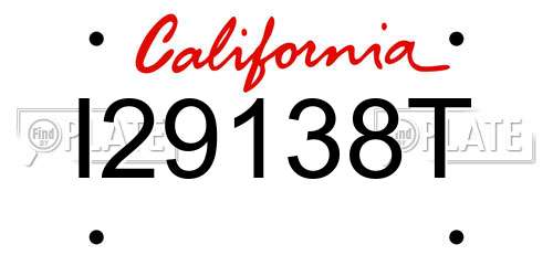 I29138T California License Plate