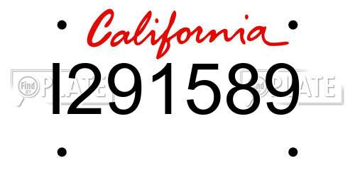 I291589 California License Plate