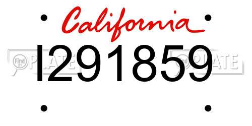 I291859 California License Plate