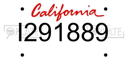 I291889 California License Plate