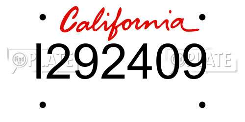 I292409 California License Plate