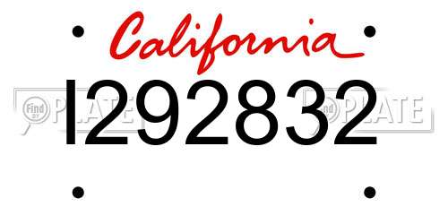 I292832 California License Plate