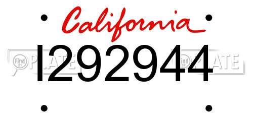 I292944 California License Plate