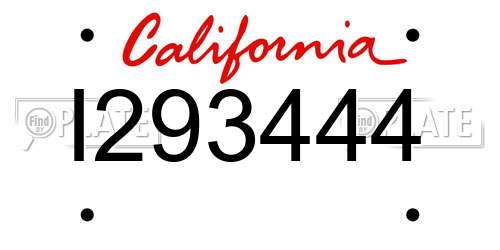 I293444 California License Plate