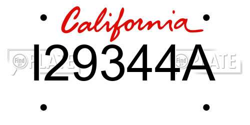 I29344A California License Plate