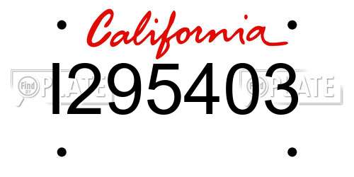 I295403 California License Plate