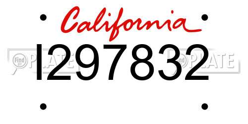 I297832 California License Plate