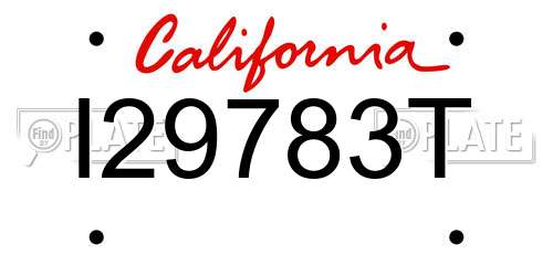 I29783T California License Plate
