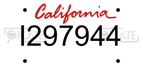 I297944 California License Plate