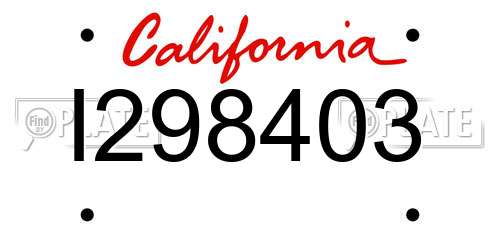 I298403 California License Plate