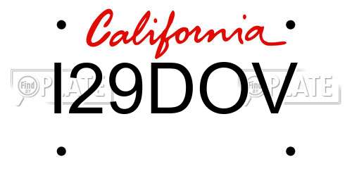 I29DOV California License Plate