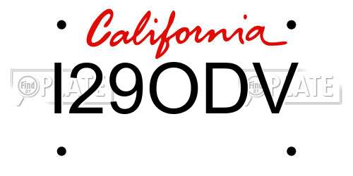 I29ODV California License Plate