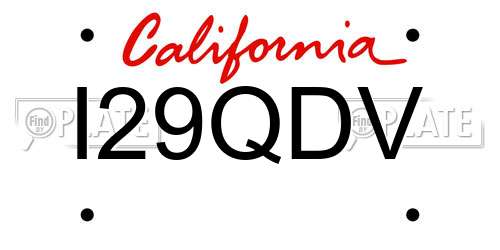 I29QDV California License Plate