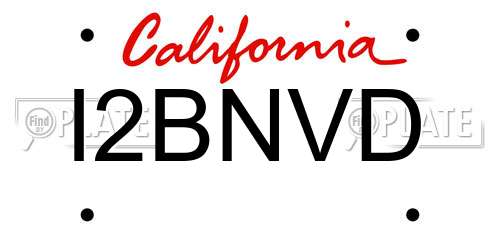 I2BNVD California License Plate